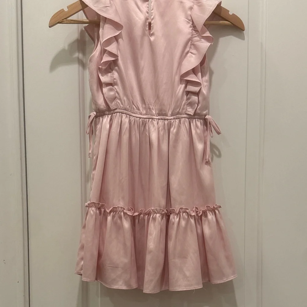 Aqua Satin Flutter Pink Girls' Dress